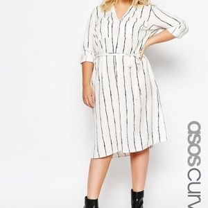 ASOS CURVE Patch Pocket Grandad Collar Shirt Dress